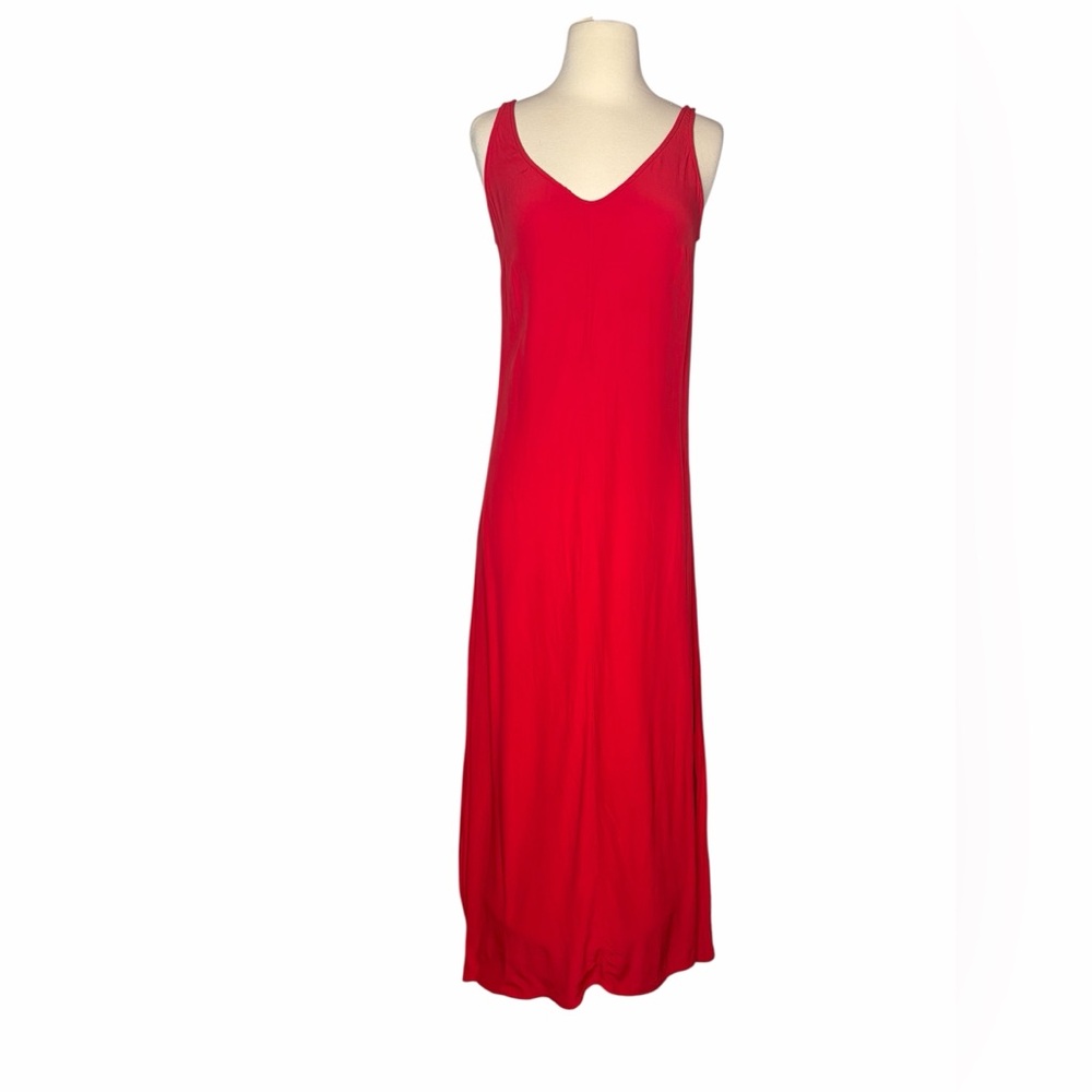 STAUD Bold Red Viscose Maxi Dress